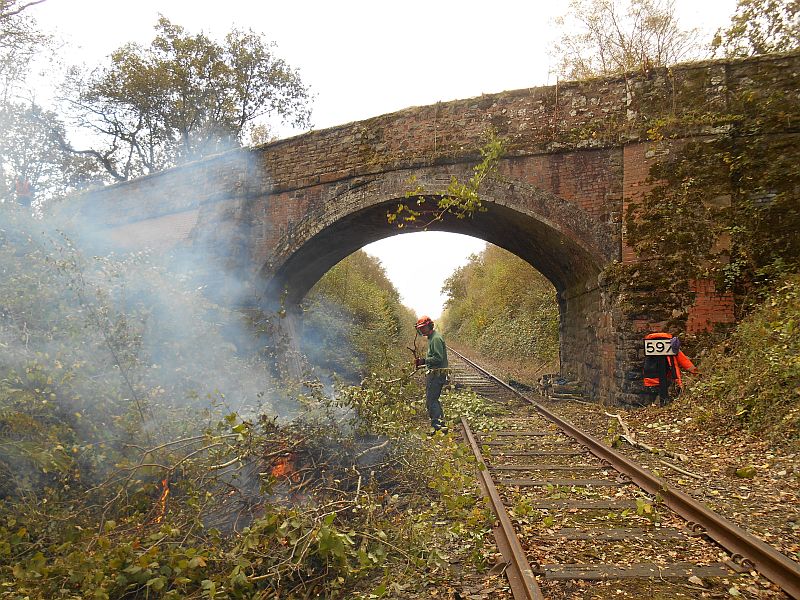 The team in action at Greenland overbridge, east of Sampford Courtenay.brPhotographer Sue BaxterbrDate taken 28102014