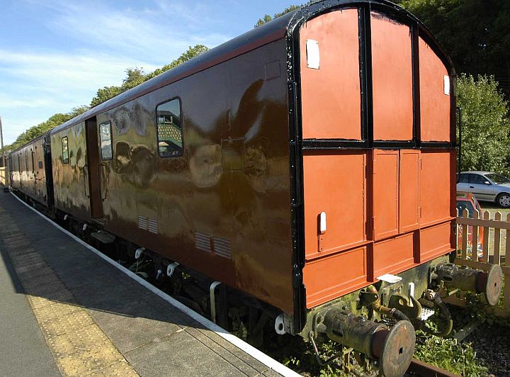 Top coat finished on the platform side, unfortunately not seen at its best in the late afternoon shade. The colour is an early BR bauxite - though not necessarily authentic for this vehicle it looks the part.brPhotographer Paul MartinbrDate taken 01092012