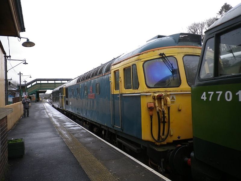 Seen at Okehampton, 31601, 33103 'Swordfish' and 47701 'Waverley' - 3 locomotives with a combined age of 159 years still providing sterling service.