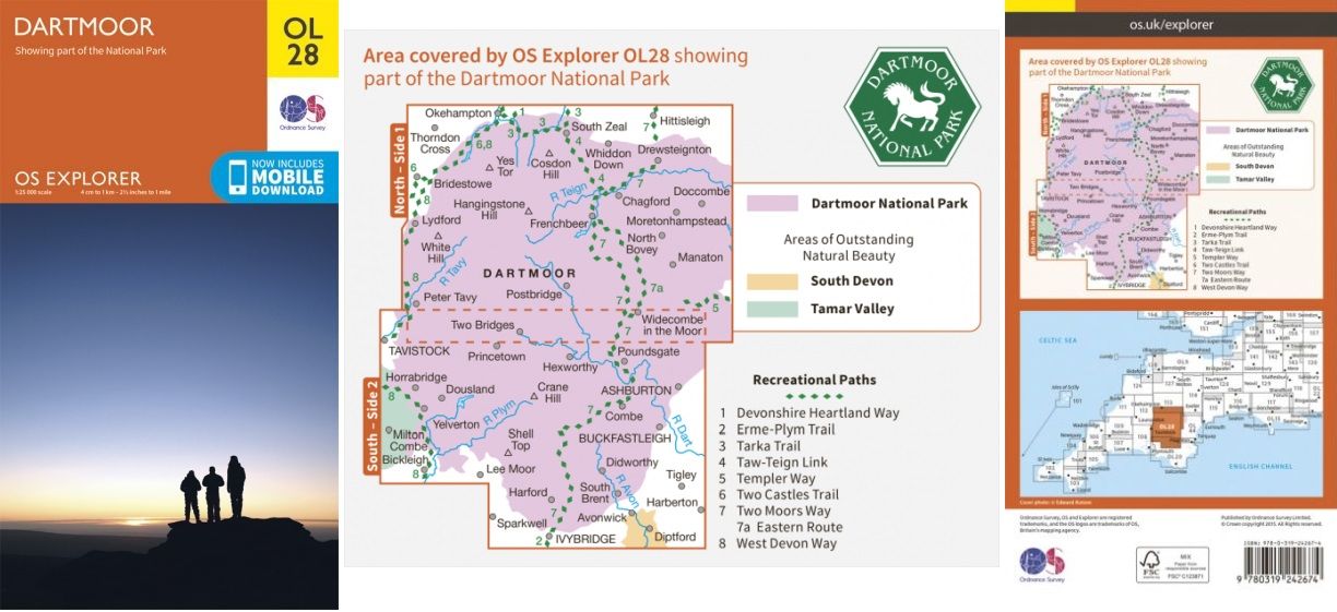 Explorer sheet OL28 Dartmoor. Scale 125,000. 12.99