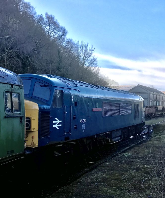 45060 'Sherwood Forester' at Meldon with the first train of the weekend