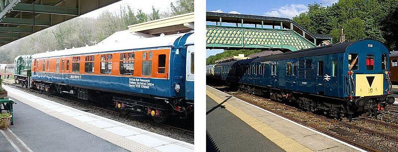 Lab 11 (left), which entered service in April 2015 following a 3 year restoration and can usually be seen in Okehampton Platform 2, and (right) Class 205 DEMU Thumper 1118, which since June 13th is operating most of our services. 
