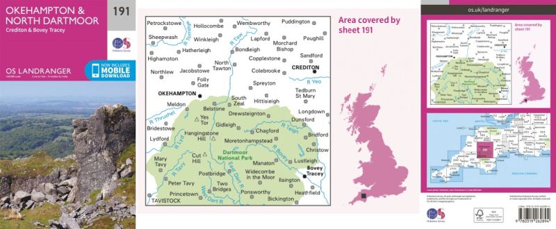Landranger sheet 191 Okehampton  North Dartmoor. Scale 150,000. 9.99