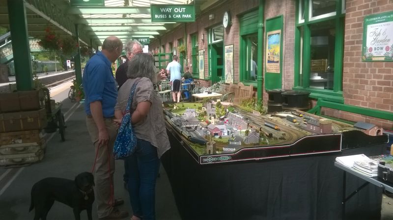 'N' gauge model railway exhibition on the platform at Okehampton