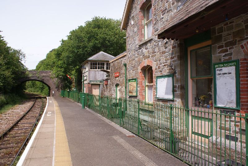 General view of the lovely Bere Ferrers station, with the former Pinhoe signalbox. FGW Plymouth-Gunnislake services use the station. brPhotographer Jon KelseybrDate taken 30052015